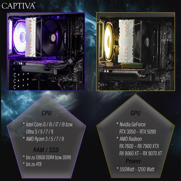 Produktbild Captiva Advanced Gaming R91-900 Ryzen 7 RTX 5060 Ti (AMD Ryzen 7 5700X3D, 16.00 GB, 1000 GB, GeForce RTX 5060 Ti)