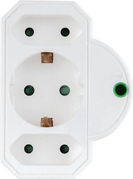 Actual product image REV Steckdosenadapter 3-fach mit Überspannungsschutz, weiss (CEE 7/3, CEE 7/16, 3 x)