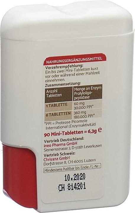 Produktbild Gluteostop Chrisana GluteoStop hilft Gluten abbauen 90 MiniTabl. (90 Stück, Tabletten, 25 g)