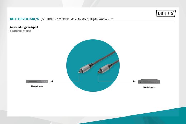 Image du produit Digitus Toslink - câble de connexion, Toslink vers Toslink, 3m (3 m, Optique)