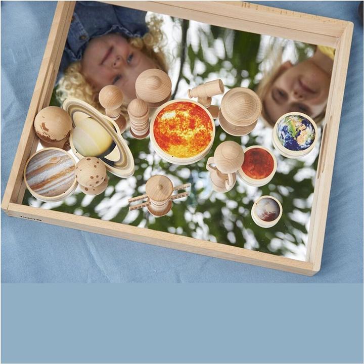 Actual product image TickiT Wooden tray box with mirror base (French, German, English, Italian)