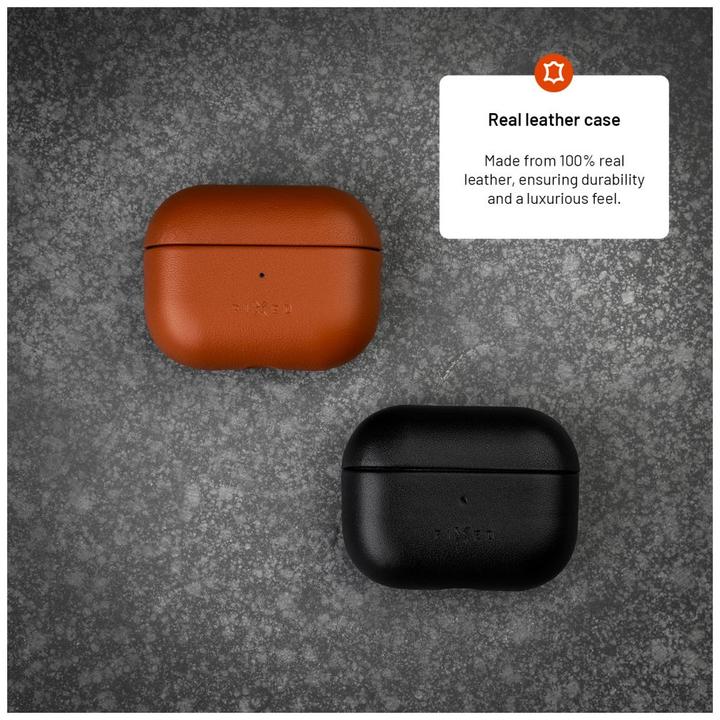 Actual product image Fixed PodsLeather for Apple Airpods 3, brown (Headphone bag)