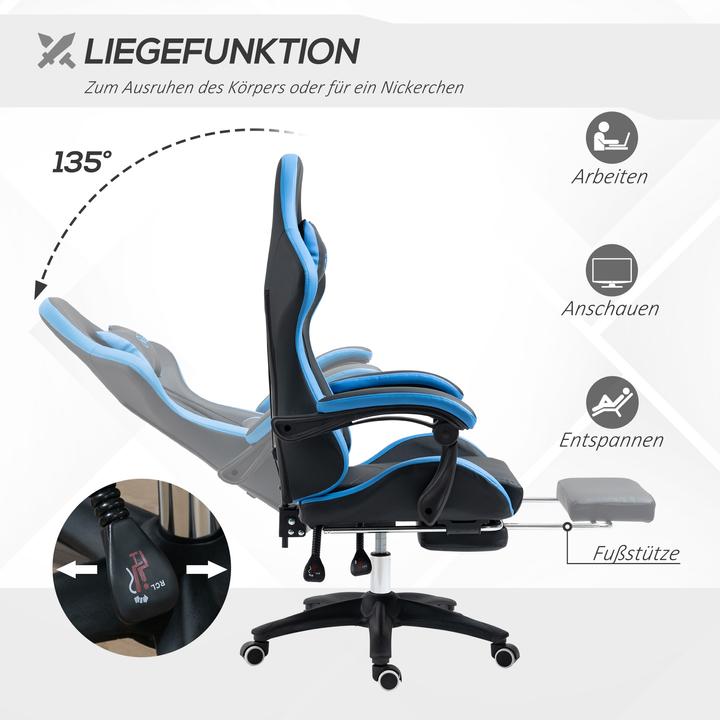 Actual product image Outsunny Gaming chair Office chair with lumbar cushion, headrest, with footrest