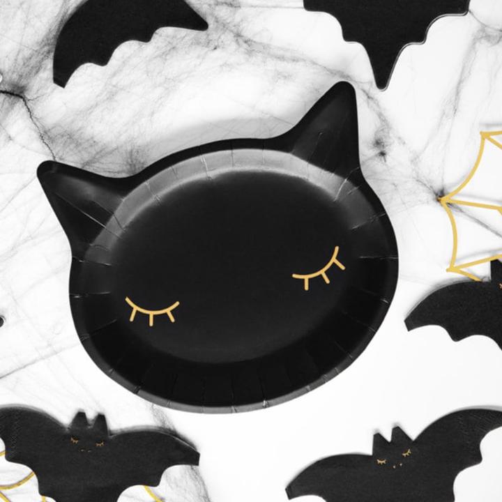 Actual product image Partydeco Plate Cat Black (6 x)