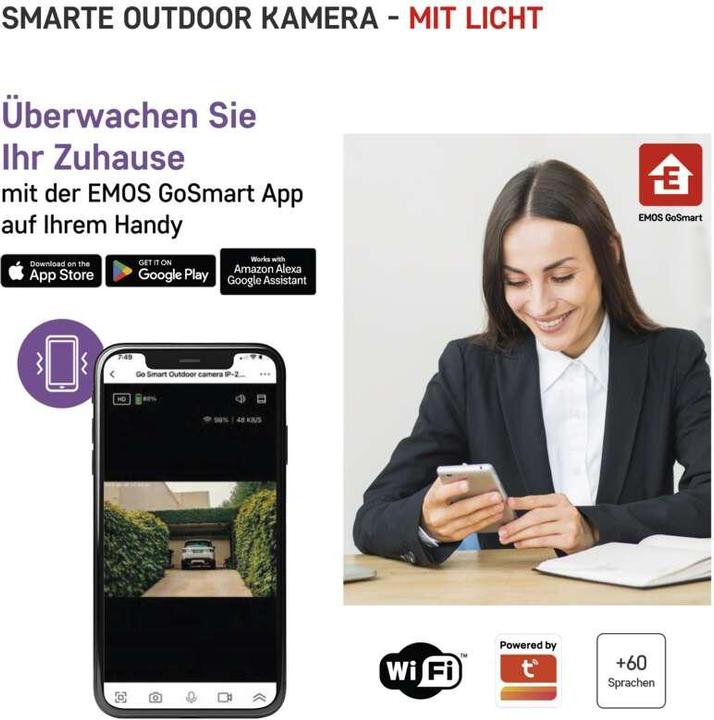 Produktbild Emos GoSmart Rotierende Outdoor IP Kamera mit WiFi und Licht IP-310 TORCH, schwarz (2304 x 1296 Pixels)