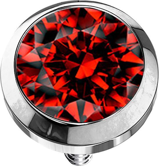 Actual product image Star Piercing Dermal Anchor silver with crystal red (without brass, Titanium G23)