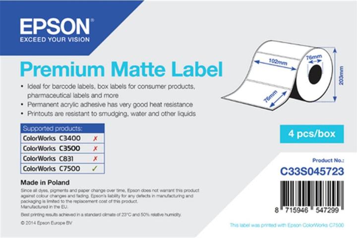 Actual product image Epson Premium Matte Label