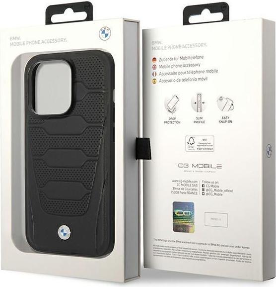 Actual product image BMW Case BMHMP14X22RPSK iPhone 14 Pro Max 6.7" czarny/black Leather Seats Pattern MagSafe (Apple iPhone 14 Pro Max)