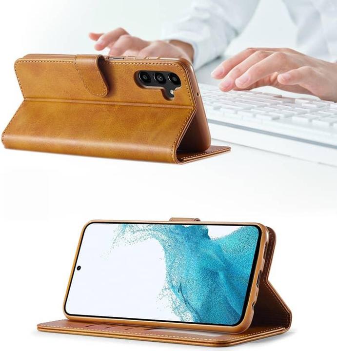 Produktbild LC.Imeeke Samsung Galaxy A41 (2020) - Wallet Etui mit 3 Kartenfächern & Magnetverschluss, hellbraun/ (Samsung Galaxy A41)