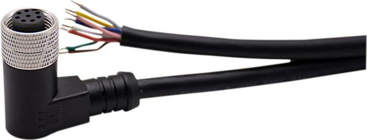 Immagine prodotto RND Electronics Connettore per cavo M12, 5 m, angolato a destra, presa, 8 poli, codifica A, saldato