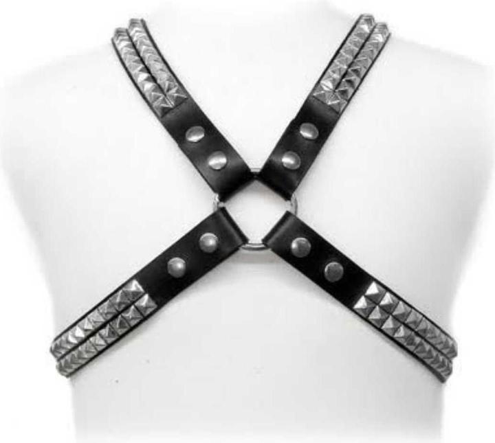 Actual product image Leather body Pyramid Stud Harness (One size)