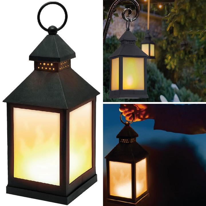 Produktbild Benson LED-Laterne mit Flammeneffekt, schwarz (10.5 x 10.5 x 24 cm, 1 x)