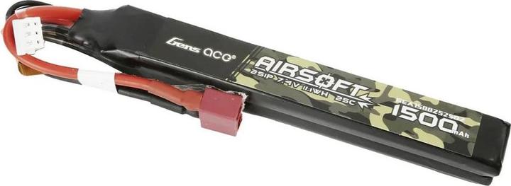 Actual product image Gens Ace 25C 1500mAh 2S1P 7.4V Nunchuck 2X Airsoft Gun Lipo Battery with T Plug (7.40 V, 1500 mAh)