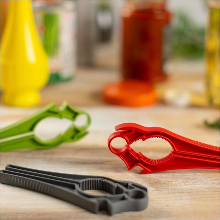 Immagine prodotto Kuhn Rikon Apriscatole svizzero 5 in 1 grigio (Apribottiglie con coperchio in plastica)