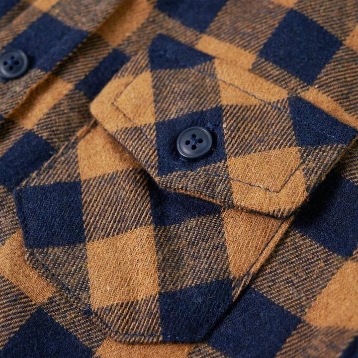 Immagine prodotto VidaXL Camicia da bambino con motivo a quadri cognac e blu 92,Materiale: 80 (92)