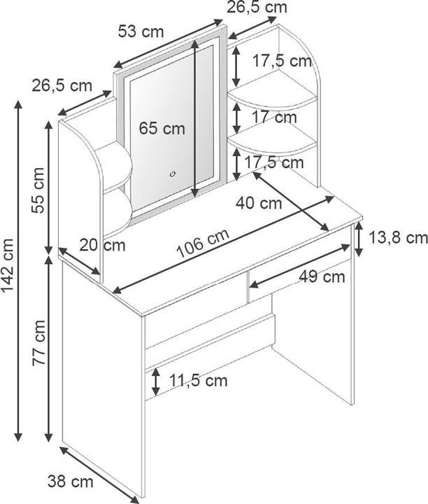 Produktbild Vicco Charlotte mit Beleuchtung (108 x 40 x 142 cm)
