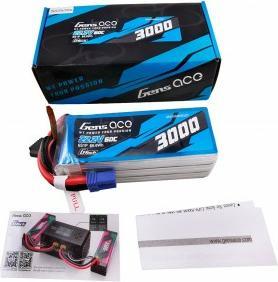 Actual product image Gens Ace G-Tech 3000mAh 22.2V 60C 6S1P Lipo Battery Pack with EC5 plug (22.20 V, 3000 mAh)