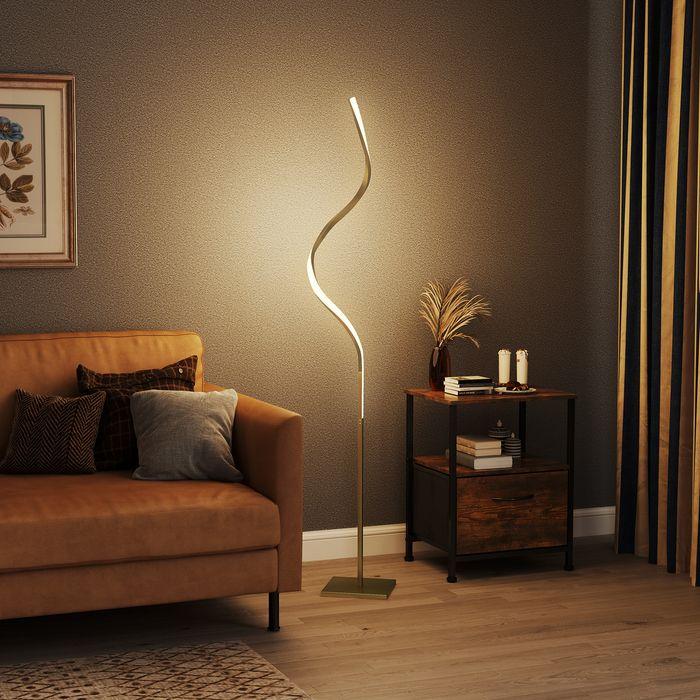 Actual product image Swisshandel24 Stehlampe Dimmbar LED Stehleuchte mit Fussschalter für Wohnzimmer, Gold (700 lm)