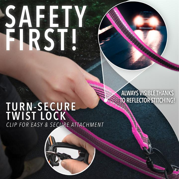 Image du produit Bluzelle 3m laisse de chien, double laisse avec mousqueton, réglable (Chien)