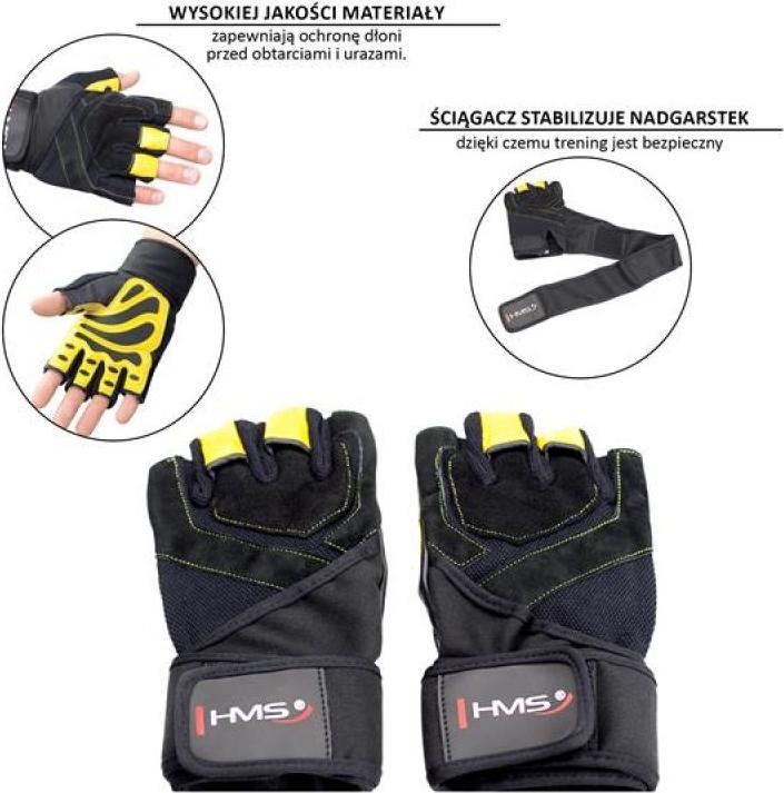 Produktbild HMS Gym Handschuhe Schwarz/Gelb rL (One Size)