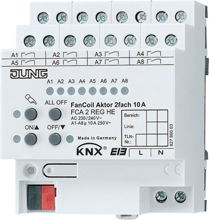 JUNG Actionneur de chauffage EIB 8f REG, 4TE FCA2REGHE (Actionneur de chauffage)