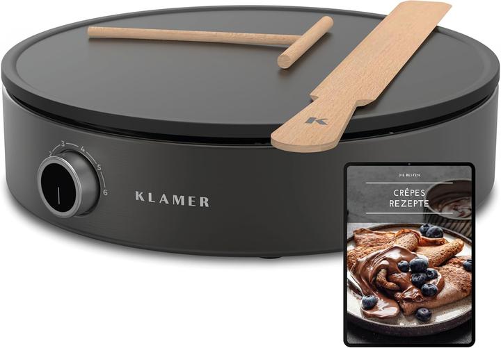 Immagine prodotto KLAMER Crepiera, ampia superficie di cottura con piastra antiaderente da 33 cm di diametro, 1500W