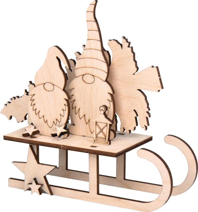 Produktbild Rayher Holz-Steckmotiv "Wichtel-Schlitten", 12-tlg.