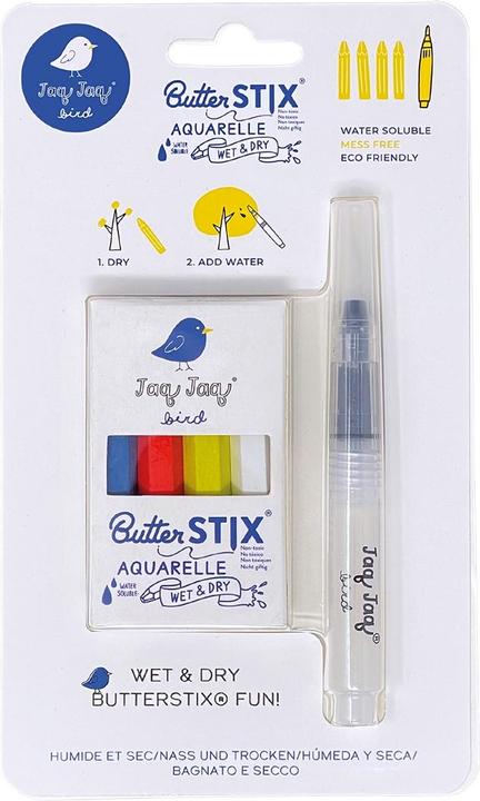 Immagine prodotto Jaq Jaq Bird 4 Gesso Butterstix con matita acquerellabile (Rosso, Giallo, Bianco, Blu, 5 x)