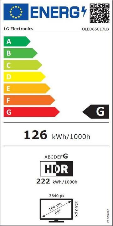 Energie-Label LG OLED65C17 (65", OLED, 4K, 2021)