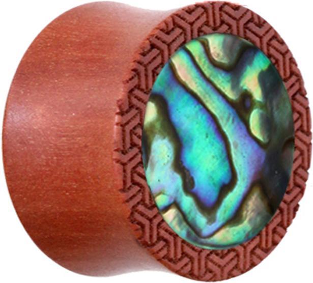 Actual product image Star Piercing Flared plug pattern rim with Sawo wood abalone inlay (without brass, Organic, Mineral)