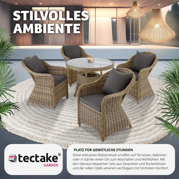 Produktbild tectake Rattansessel inkl. Sitzkissen und Rückenkissen