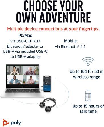 Actual product image Poly Voyager Focus 2 UC (Wireless, USB-A)