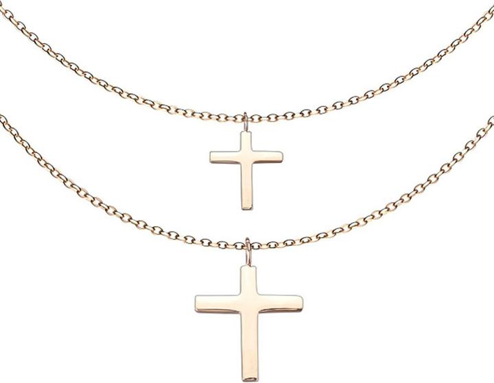 Immagine prodotto Hollywood Body Jewelry Catena oro rosa con ciondolo a doppia croce (senza ottone, Acciaio chirurgico 316L)