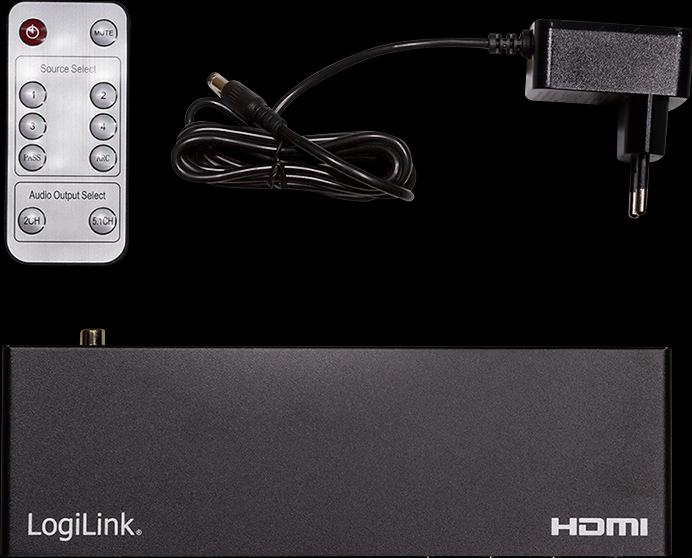 Produktbild LogiLink HDMI-Switch, 4x1-Port, 4K/60 Hz, HDCP, HDR, ARC, Audio-Extract, RC