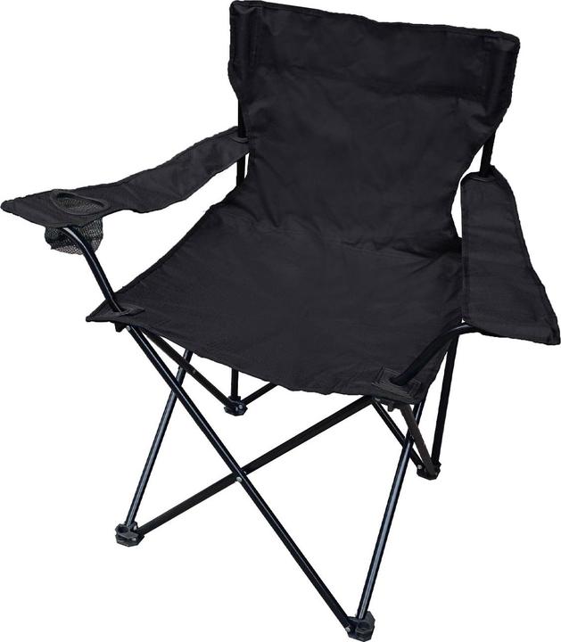 Casativo Faltstuhl mit Armlehne & Getränkehalterung, schwarz, klappbar