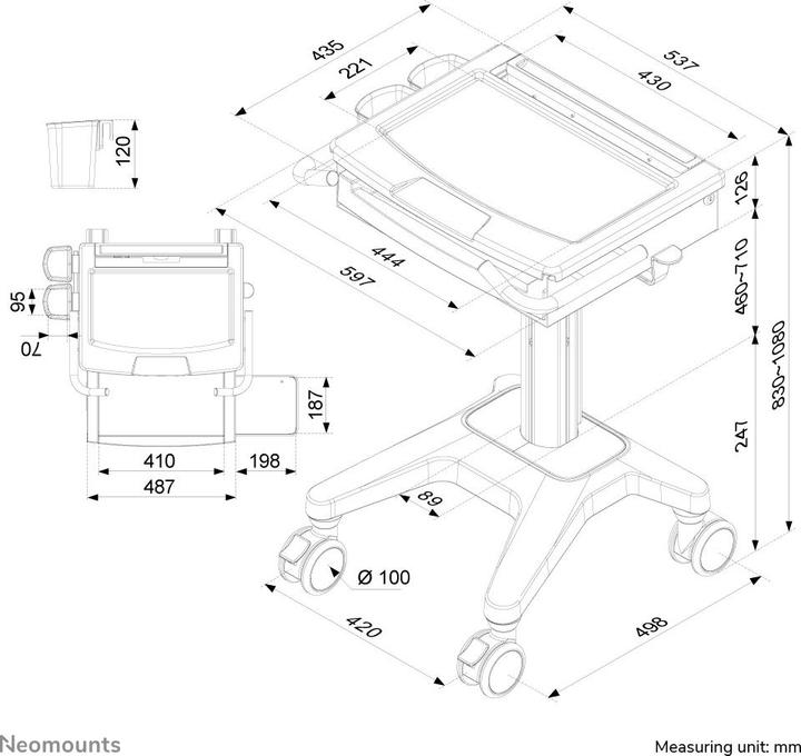 Produktbild Neomounts Mobile Laptop Cart, incl. keyboard & mouse drawer