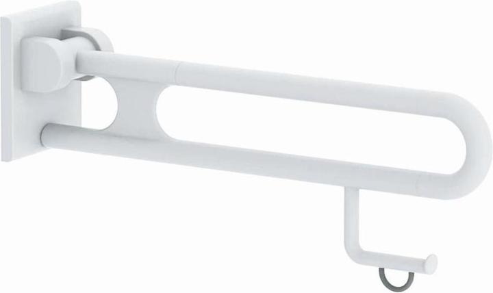 Image du produit Normbau Barre d'appui pliante Nylon Care 850mm, avec porte-rouleau de papier, blanc