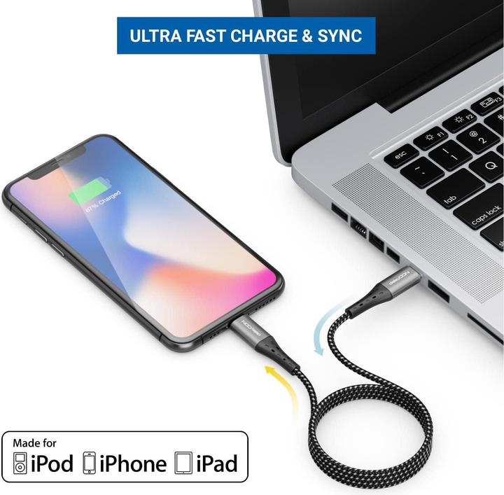 Actual product image deleyCON USB 2.0 cable USB C - Lightning 2 m (2 m, USB 2.0)