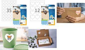 Actual product image HERMA Heart labels A4