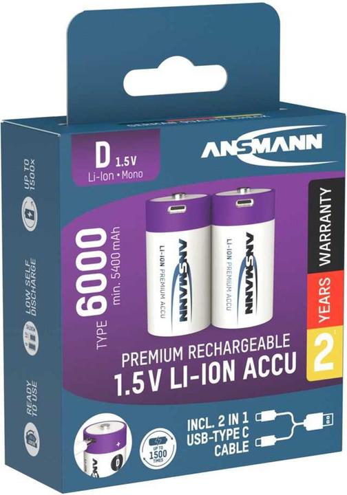 Produktbild Ansmann Premium Rechargeable (2 Stk., D, 6000 mAh)