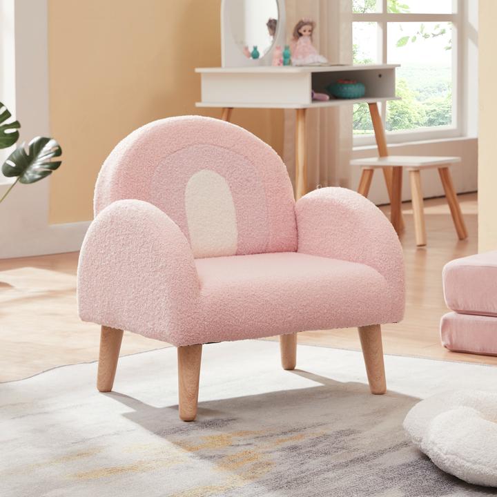 Produktbild En.Casa Kindersessel Sorreindi 50x50x45 cm Teddystoff Rosa (Kindersessel)
