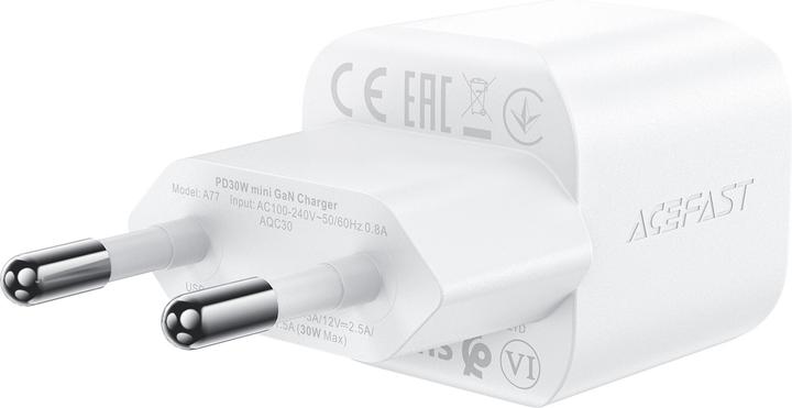 Actual product image Acefast A77 Mini PD 30W GaN wall charger + USB-C cable - white (30 W)