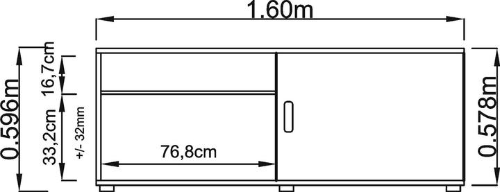Image du produit Hammerbacher Crédence (160 x 40 x 59,5 cm)