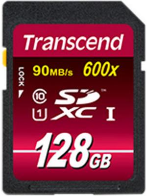 Produktbild Transcend Speicherkarte, SD, 128GB, 90MB/s, Schwarz (128 GB, SDXC, U1, UHS-I)
