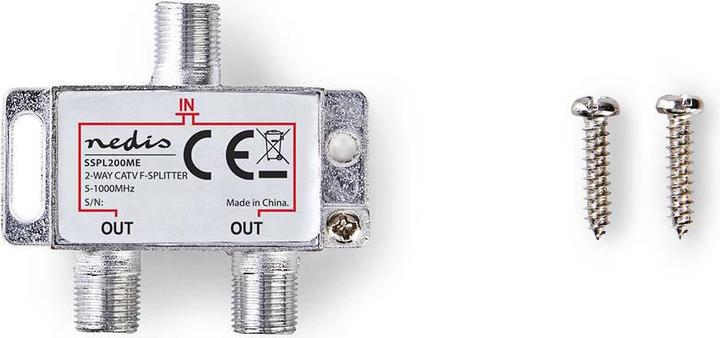 Produktbild Nedis CATV-Splitter | 5 - 1000 MHz | Einführungsverlust: 4.2 dB | Anzahl der Ausgänge: 2 | 75 Ohm | (CAT5)