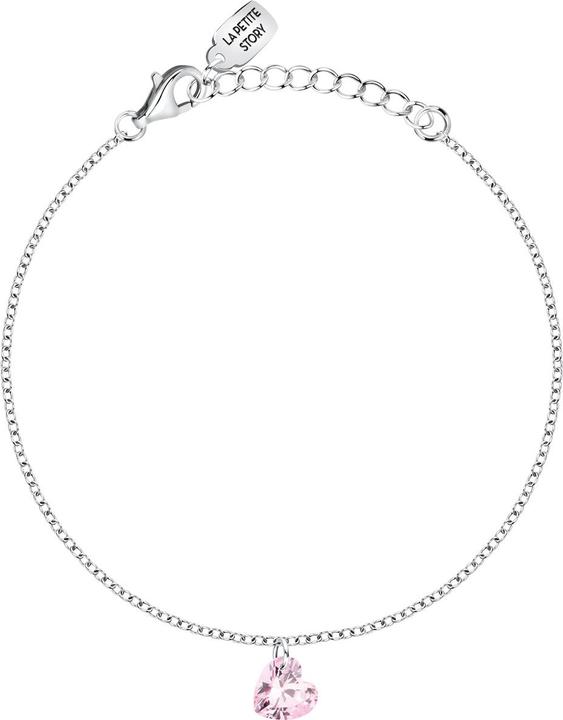 La Petite Story - Delicate silver bracelet with a pink heart Silver LPS05AWV56 (19 cm, Silver 925)