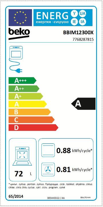 Etichetta energetica Beko BBSM 12340 X
