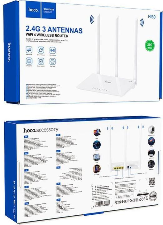 Produktbild Hoco Headphone with microphone wireless router WiFi4 HI30 white