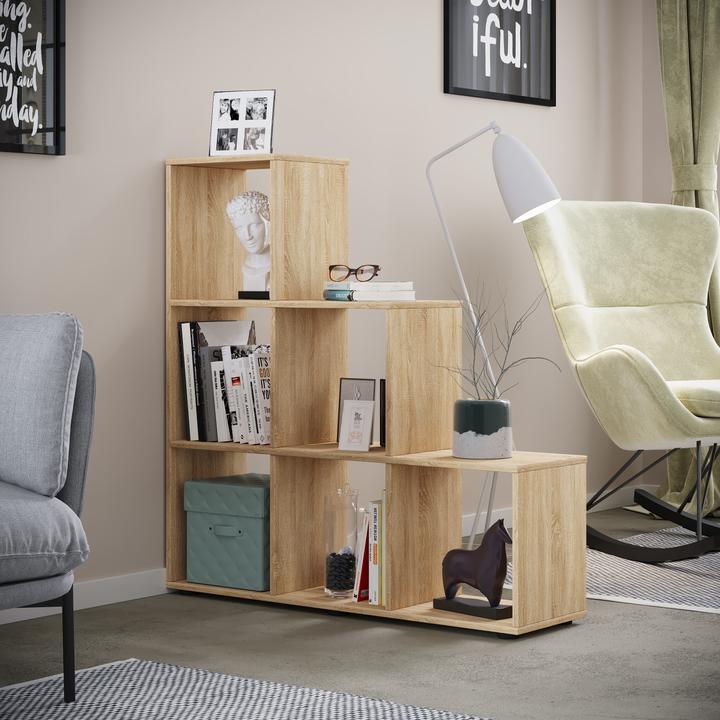 Actual product image VCM Wood stand staircase shelf 6 compartments Nitas (108 x 29 x 105 cm)