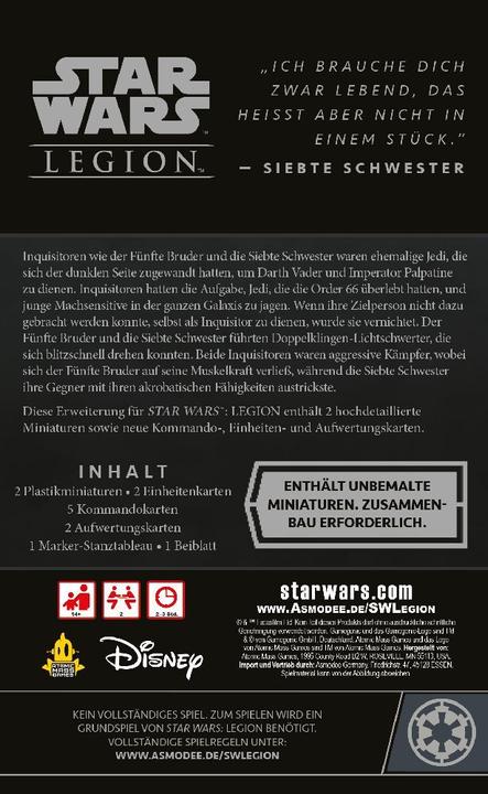 Nährwerte und Zutaten Atomic Mass Games Star Wars Legion - Fünfter Bruder & Siebte Schwester (Deutsch)